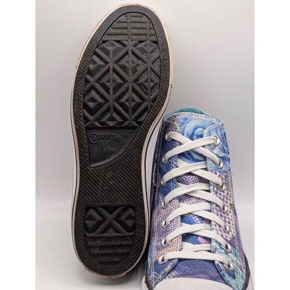 Converse All Star High Top Floral Sneakers Shoes Women's US 8 Purple Blue Chucks - Picture 6 of 7